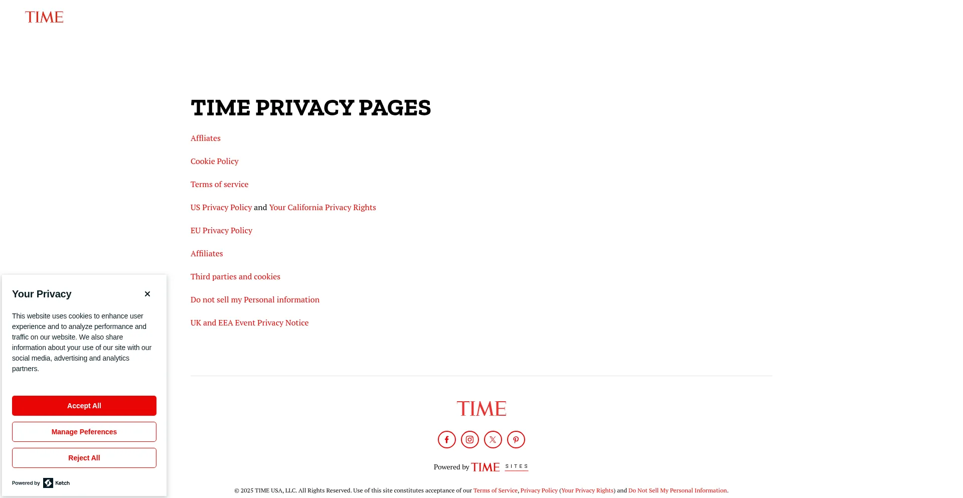 Website screenshot of Legal.time.com