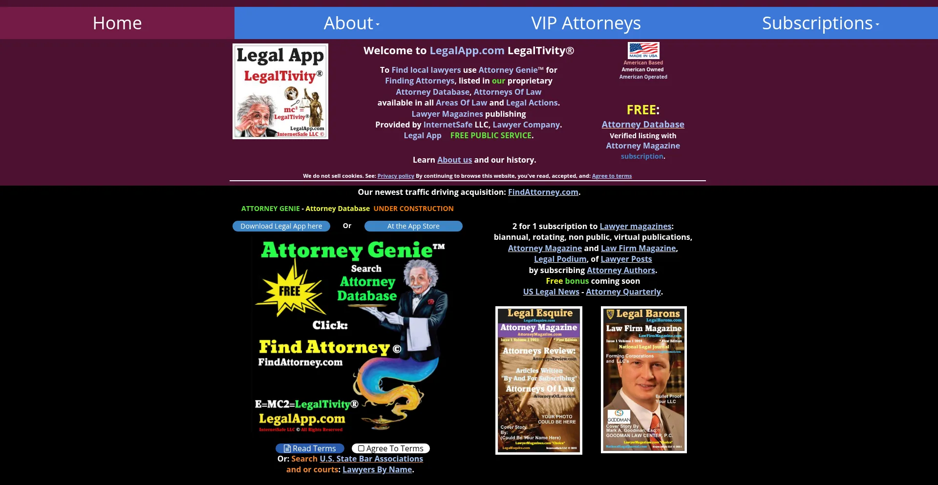 Website screenshot of Legalapp.com