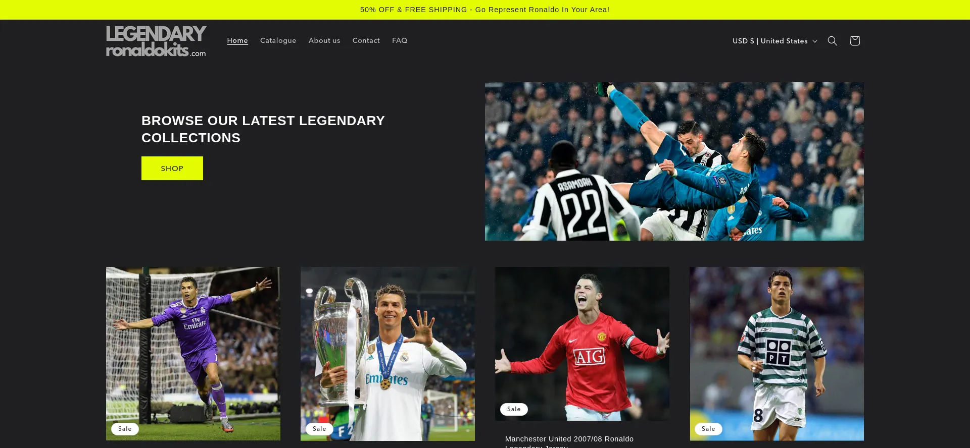 Website screenshot of Legendaryronaldokits.com