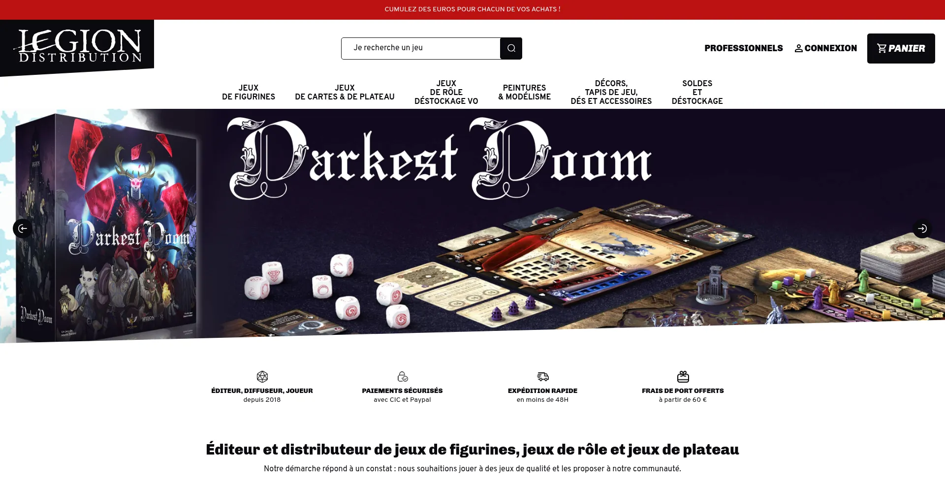 Website screenshot of Legion-distribution.com