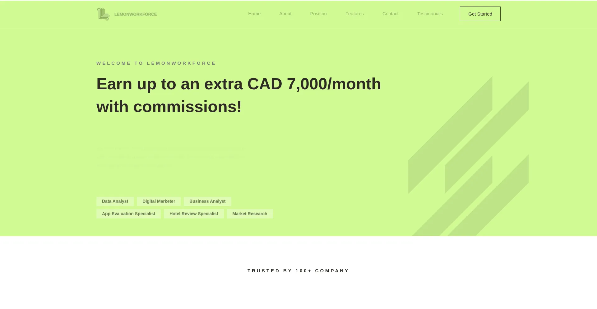 Website screenshot of Lemonworkforce.online