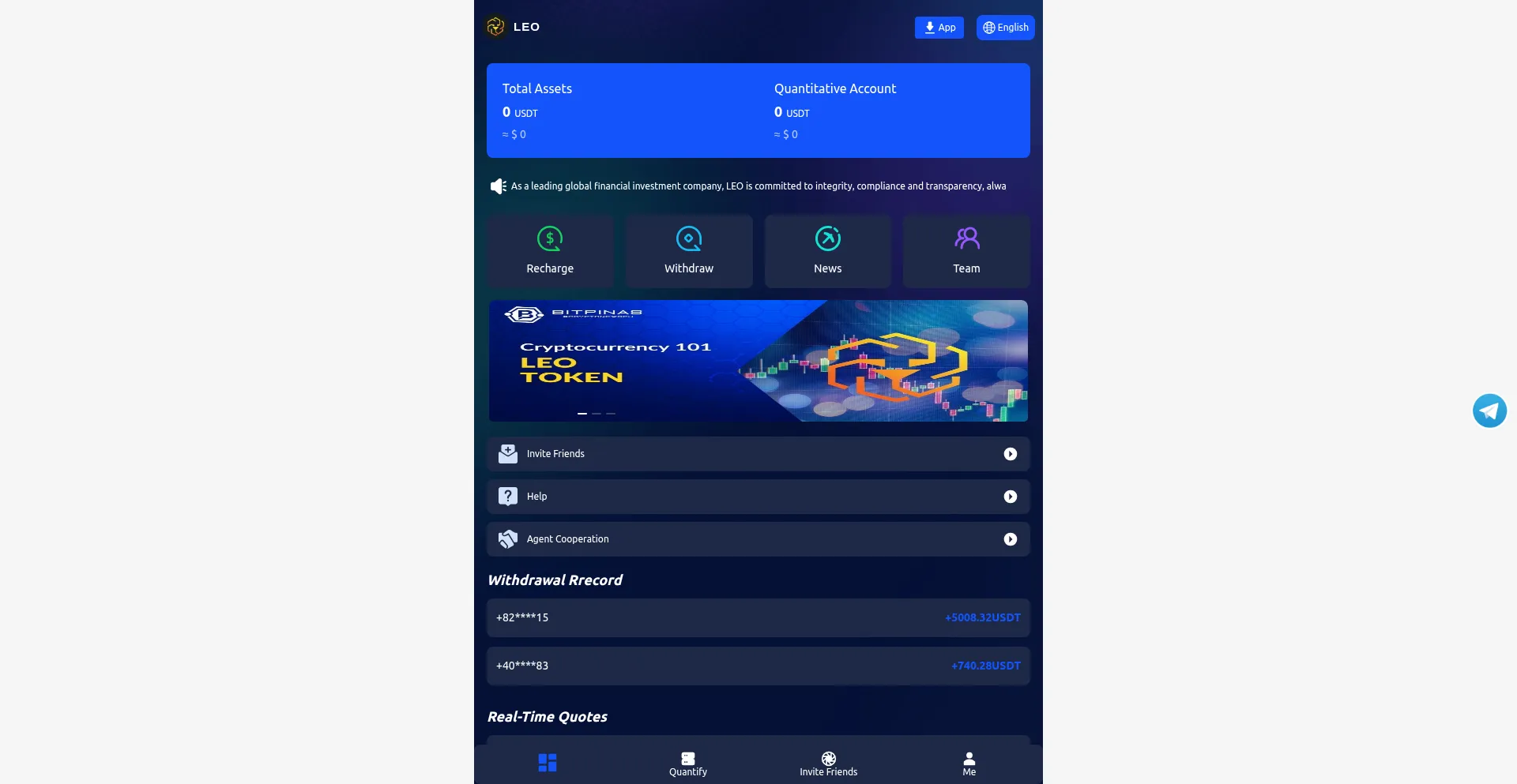 Website screenshot of Leo-aibot.vip