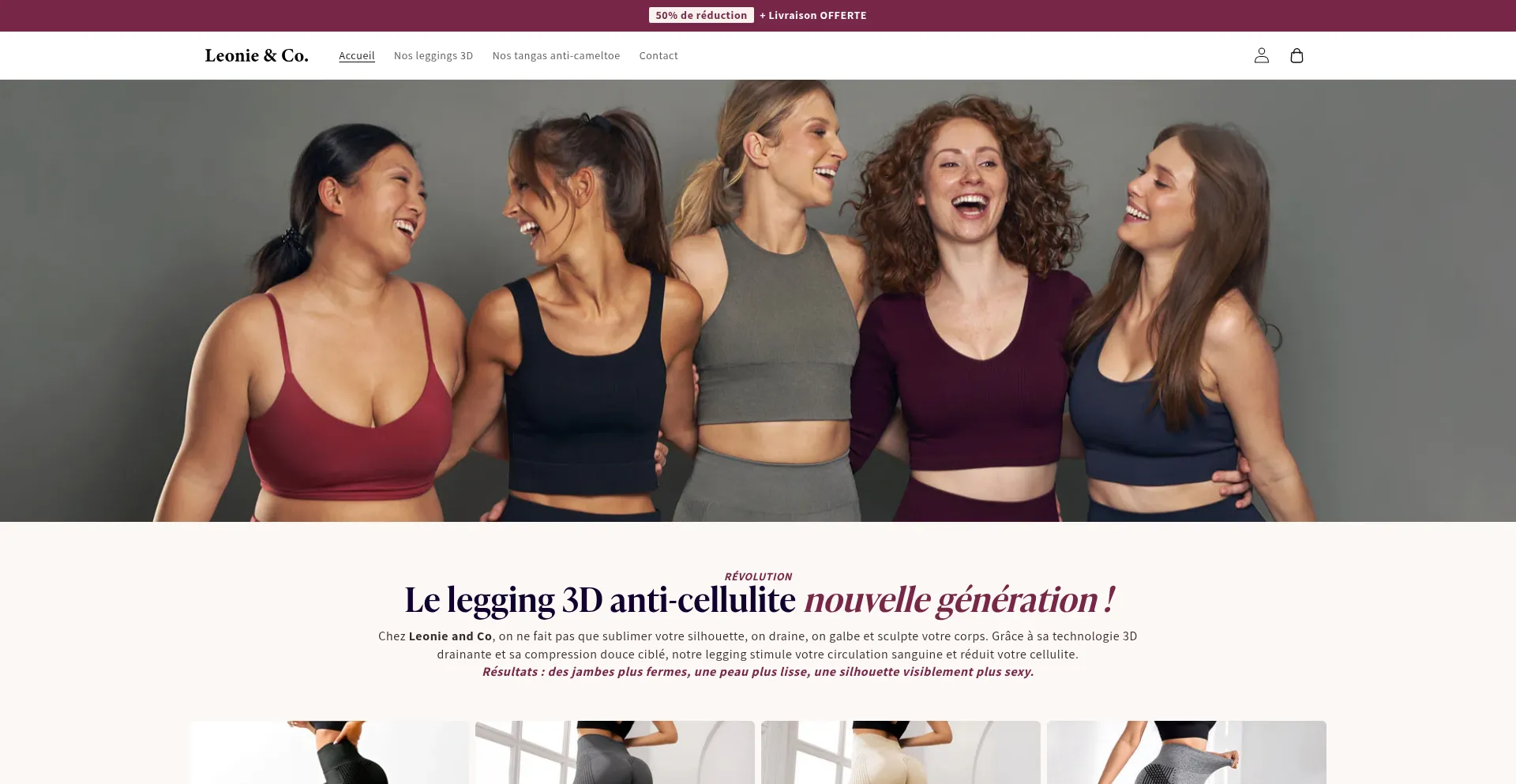 Website screenshot of Leonieandco.fr