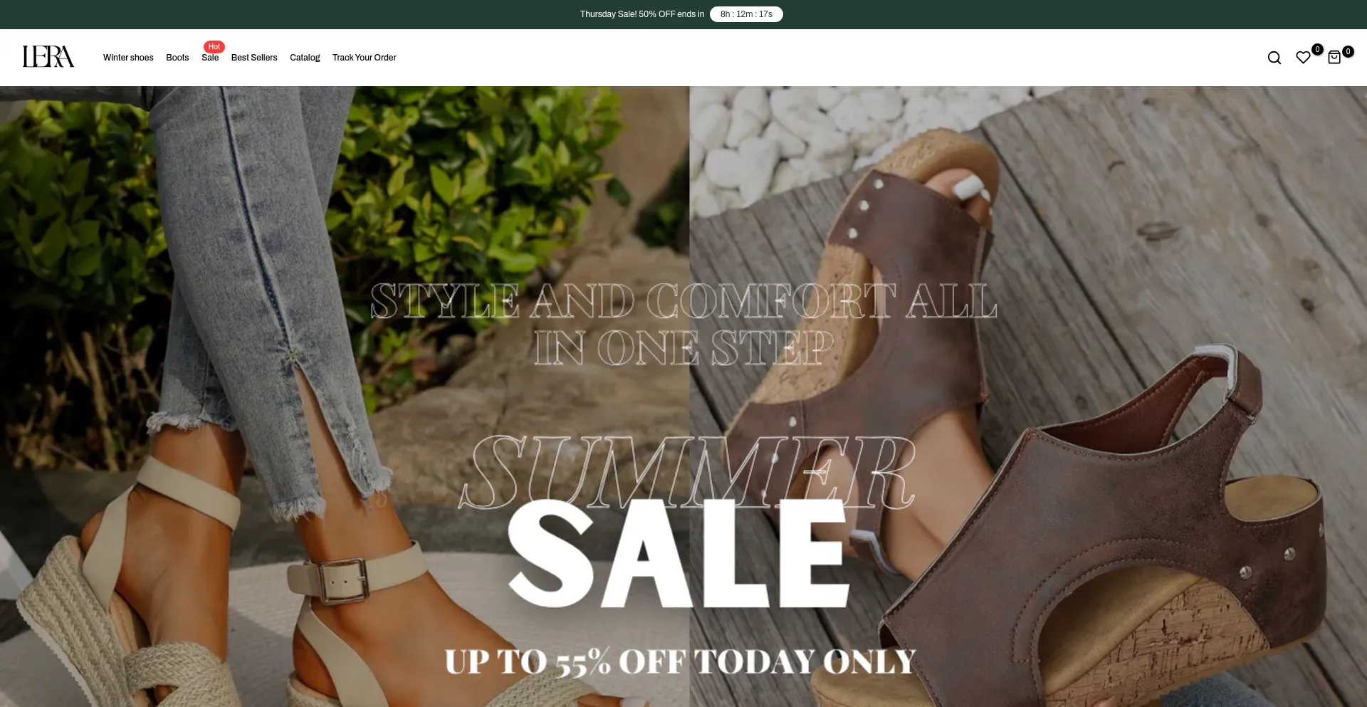 Website screenshot of Lerashoes.com
