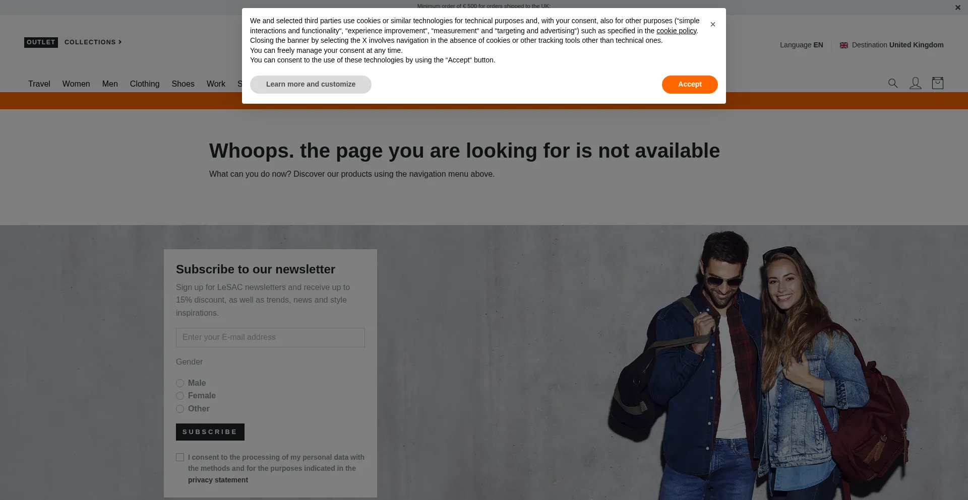 Website screenshot of Lesacoutlet.pl