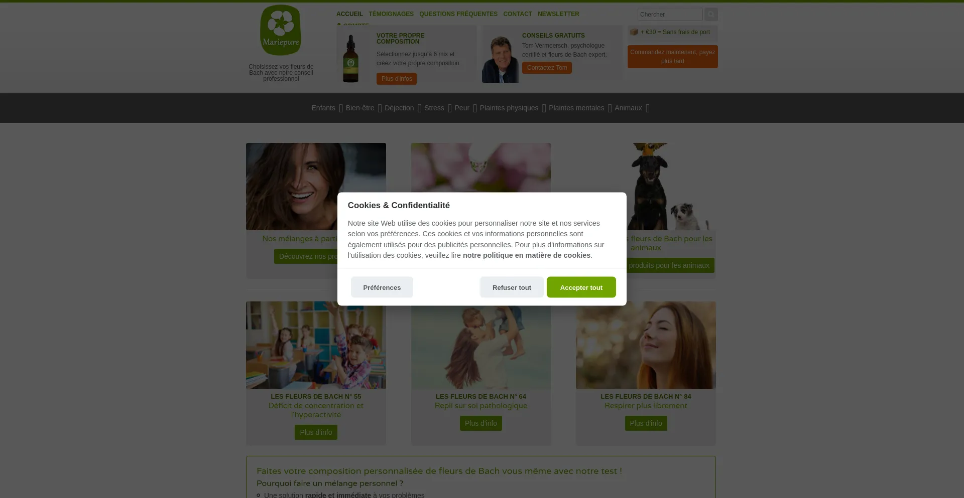 Website screenshot of Lesfleursdebach.be