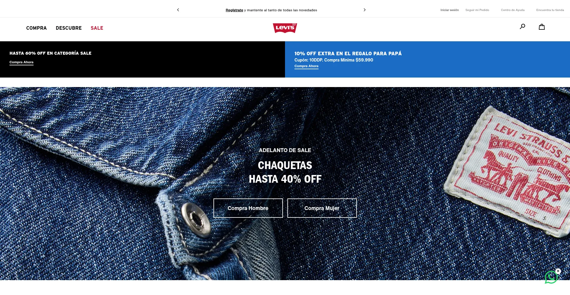 Website screenshot of Levi.cl