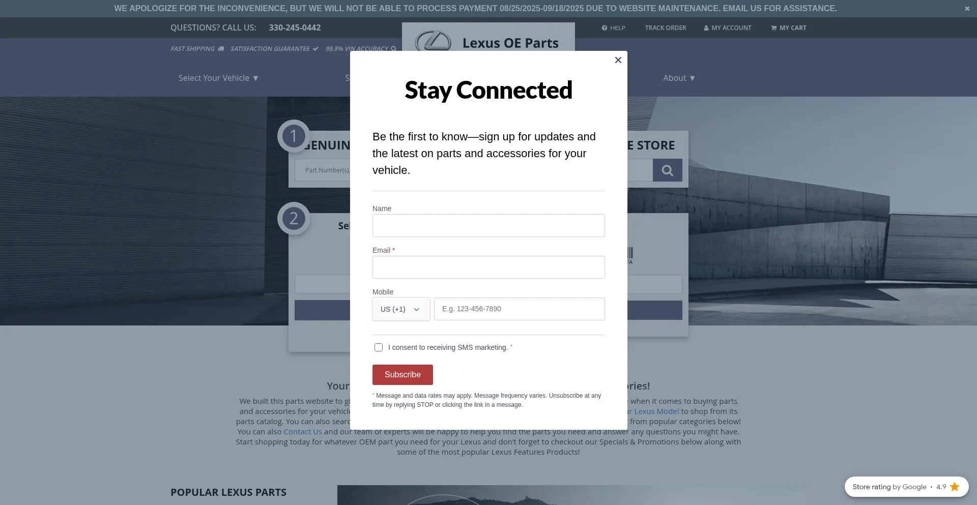 Lexusoeparts.com Screenshot
