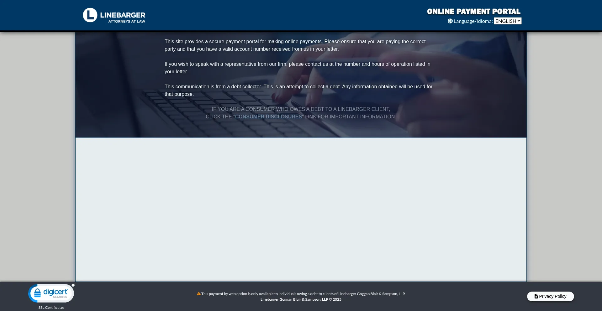 Website screenshot of Lgbswebpayments.com