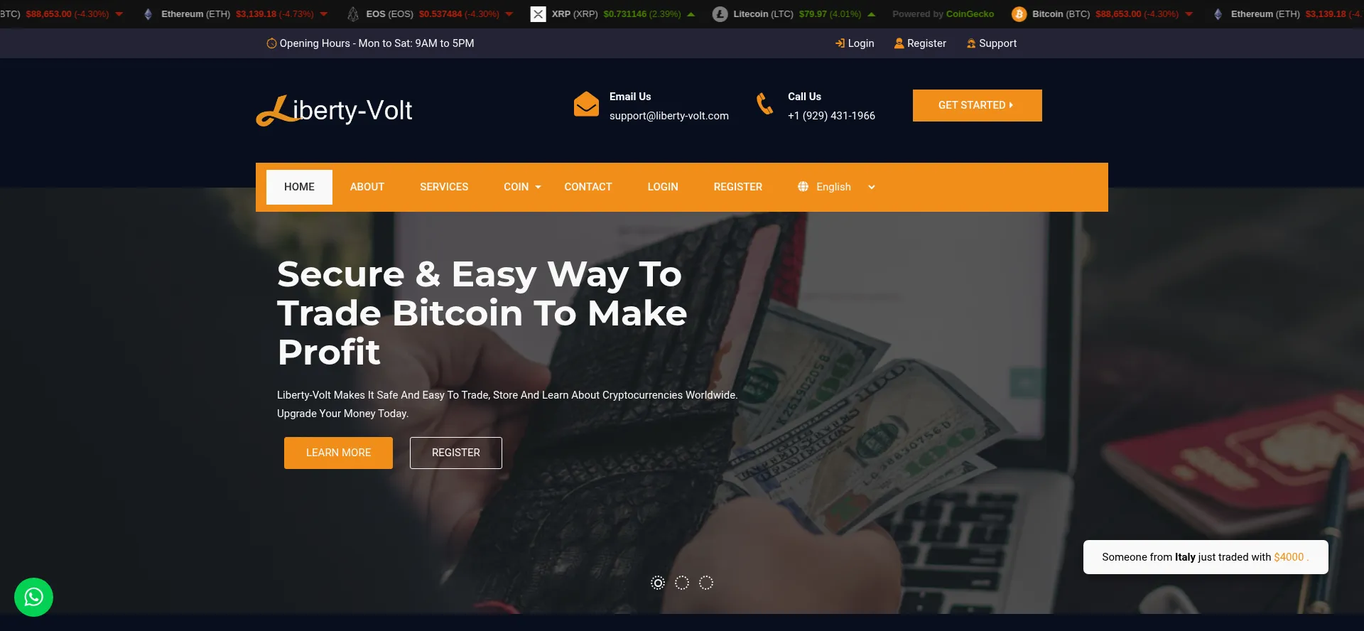 Website screenshot of Liberty-volt.com