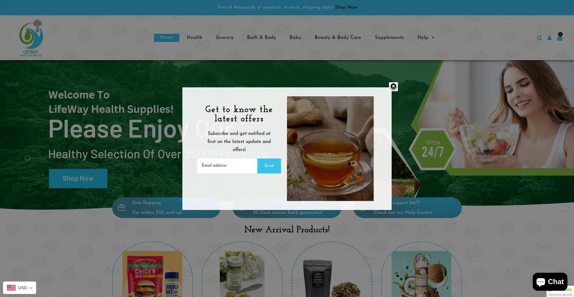 Website screenshot of Lifewayhealthsupplies.com