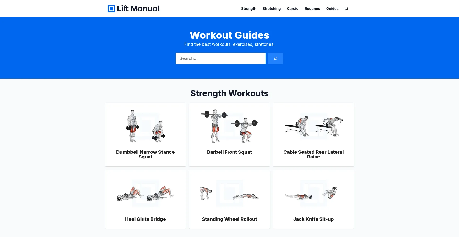 Website screenshot of Liftmanual.com
