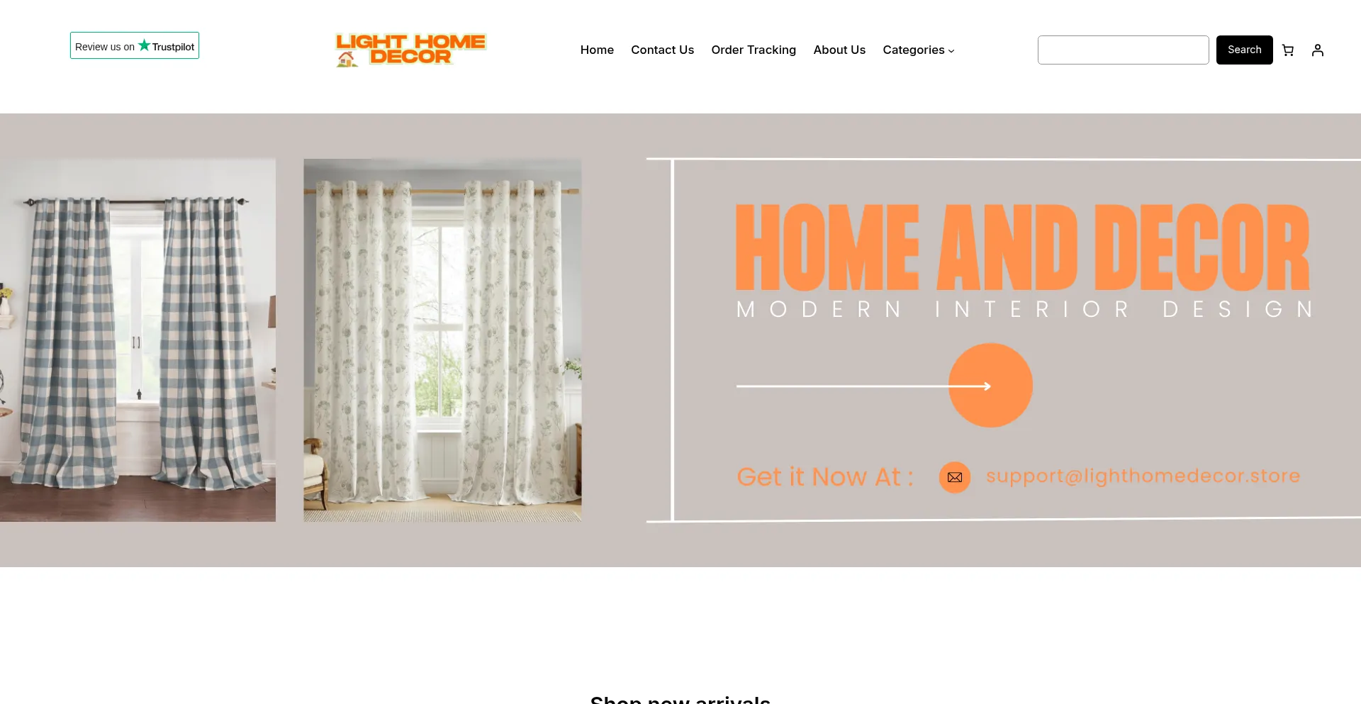 Website screenshot of Lighthomedecor.store