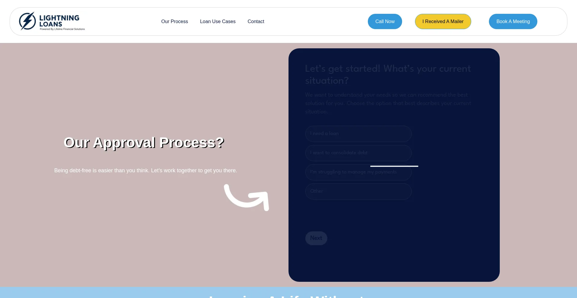 Website screenshot of Lightningloansusa.com