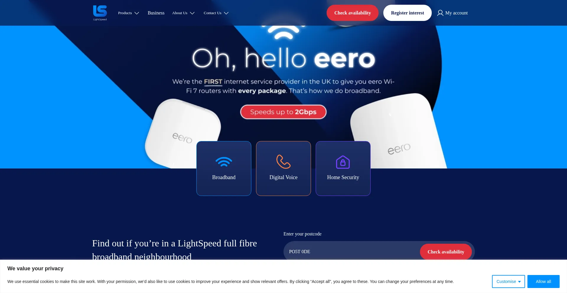 Website screenshot of Lightspeed.co.uk