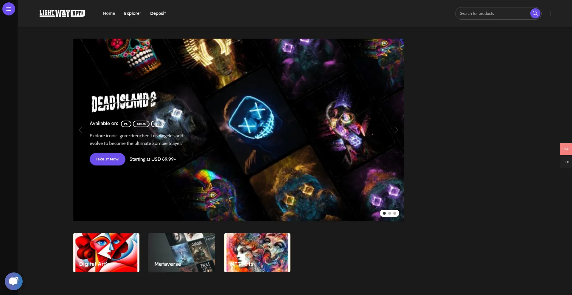 Website screenshot of Lightwaynft.com