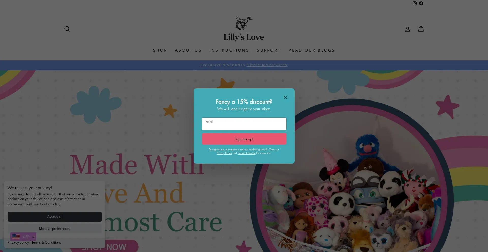 Website screenshot of Lillyslove.com