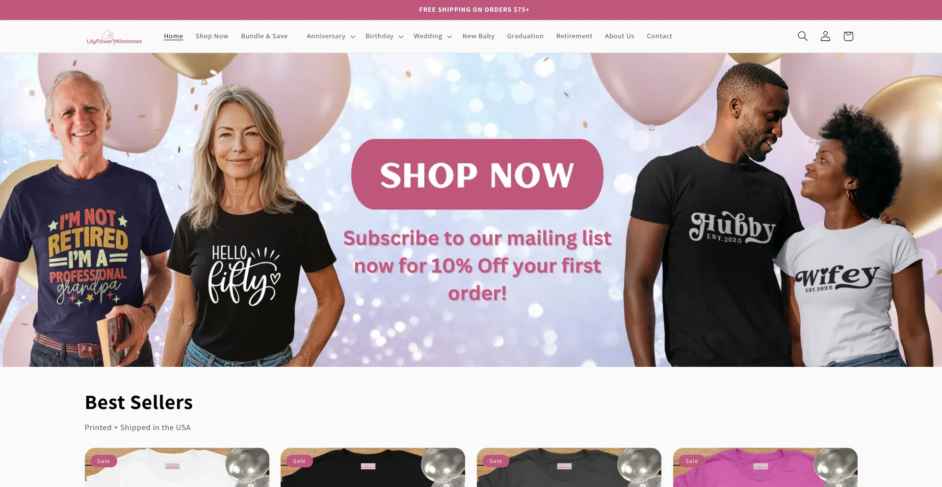 Website screenshot of Lilyflowermilestones.com