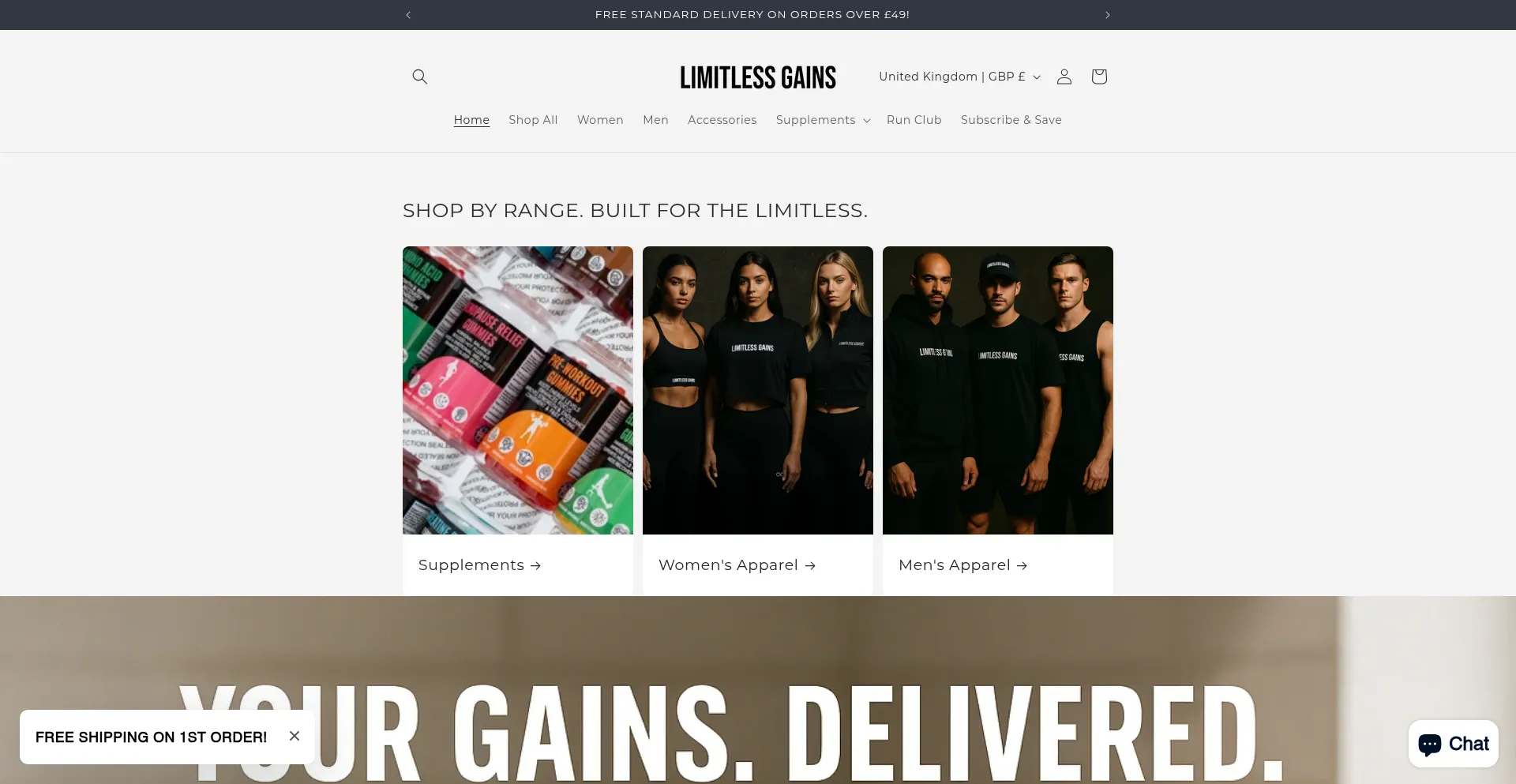 Website screenshot of Limitlessgains.co.uk