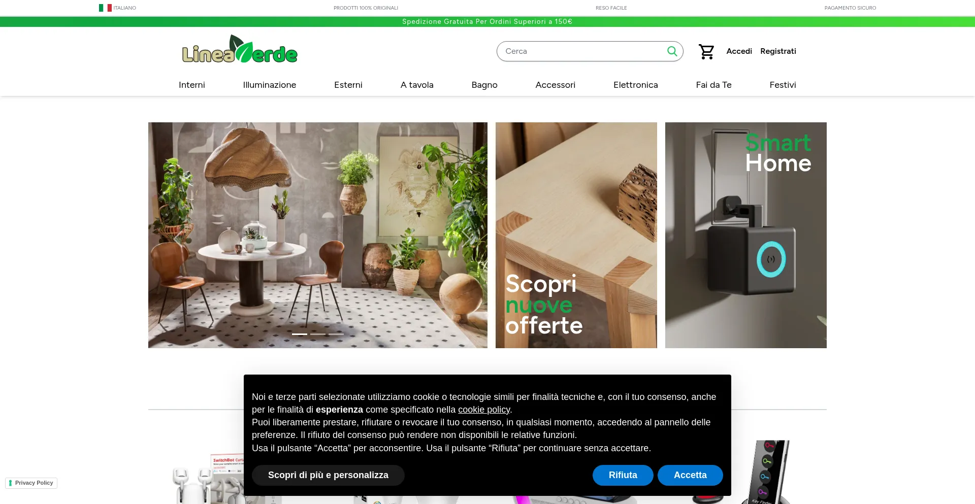 Website screenshot of Lineaverdegiardino.com
