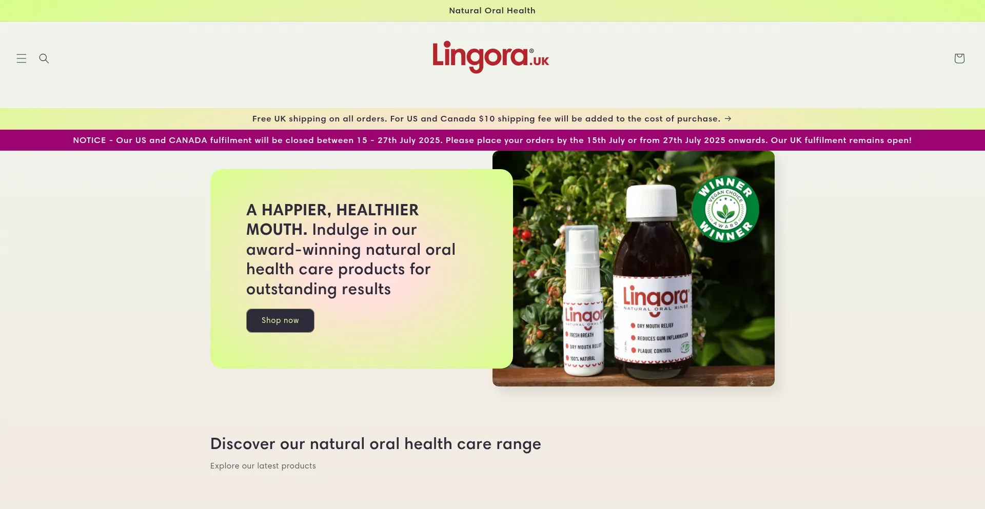 Website screenshot of Lingora.uk