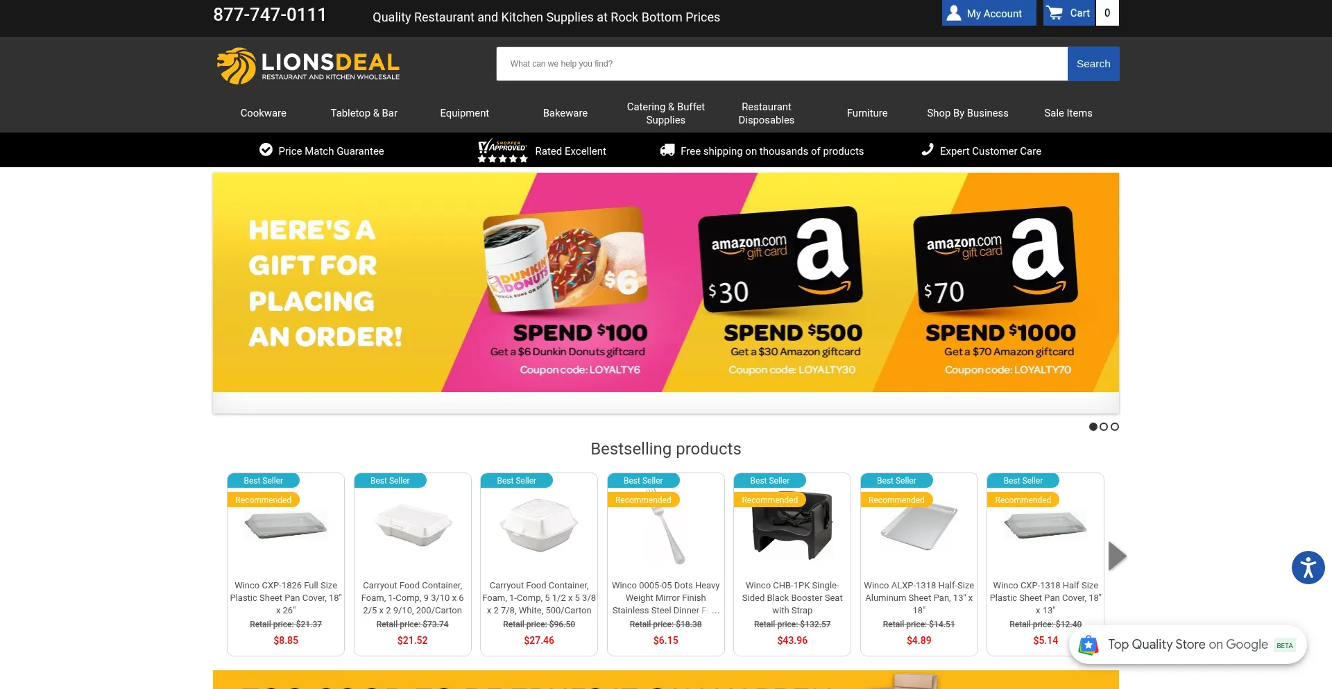 Website screenshot of Lionsdeal.com