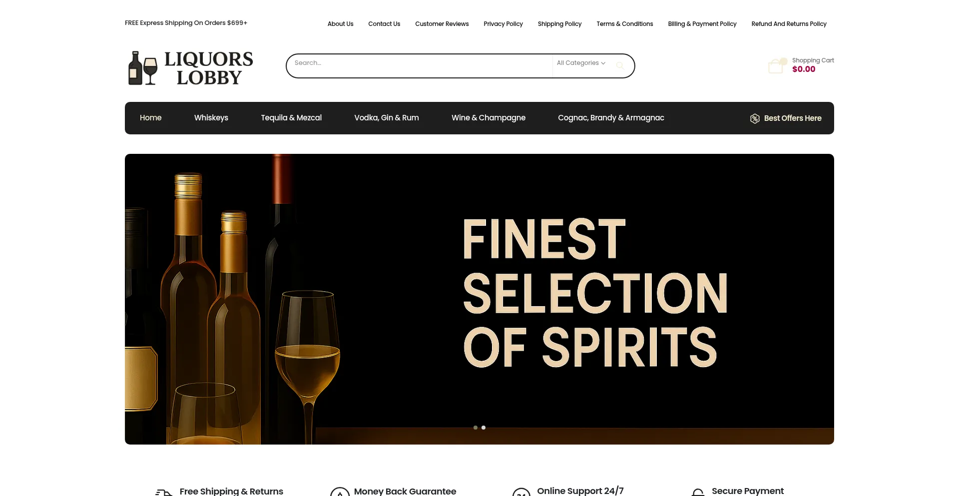 Website screenshot of Liquorslobby.com