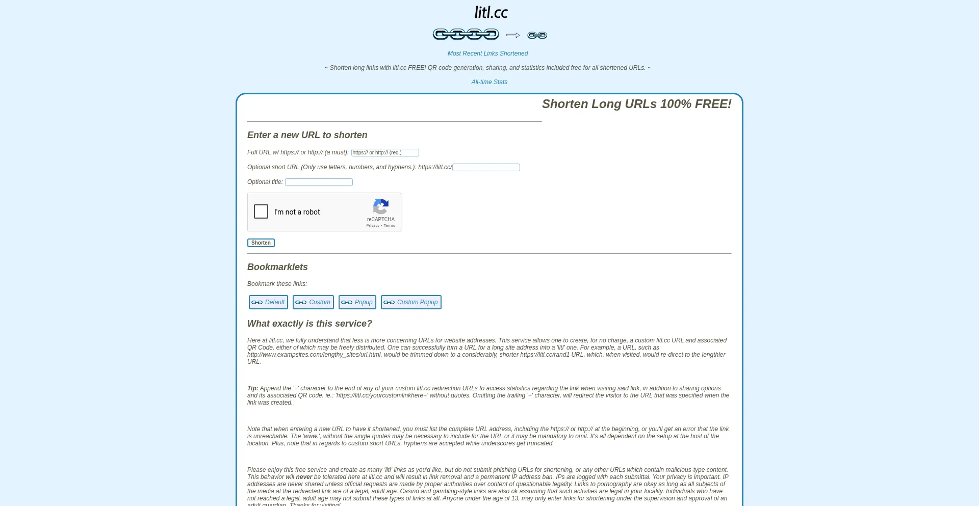 Website screenshot of Litl.cc