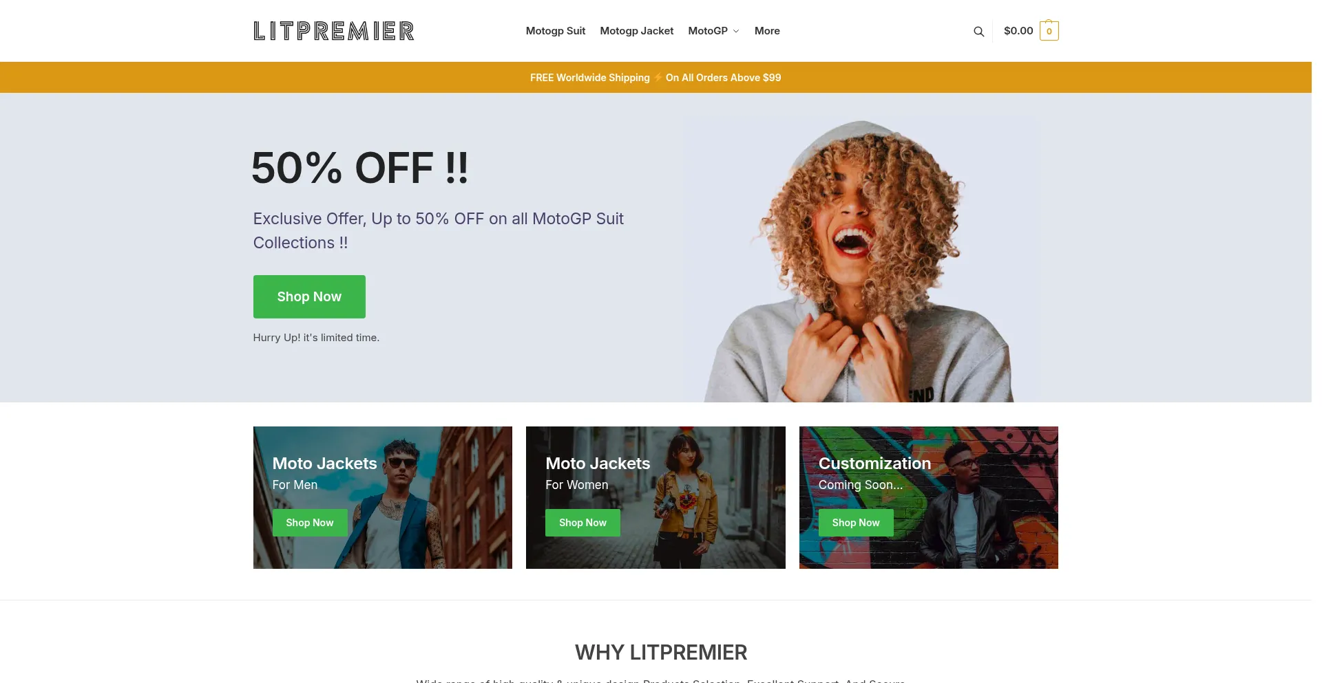 Website screenshot of Litpremier.com