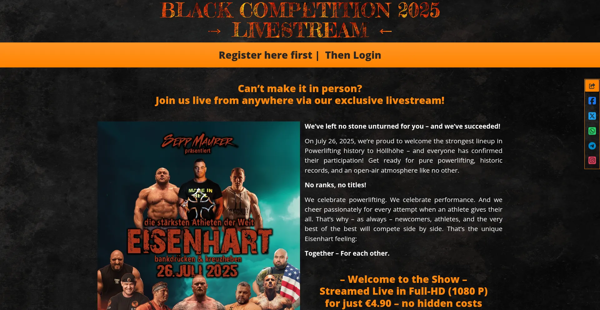 Website screenshot of Live.black-competition.de