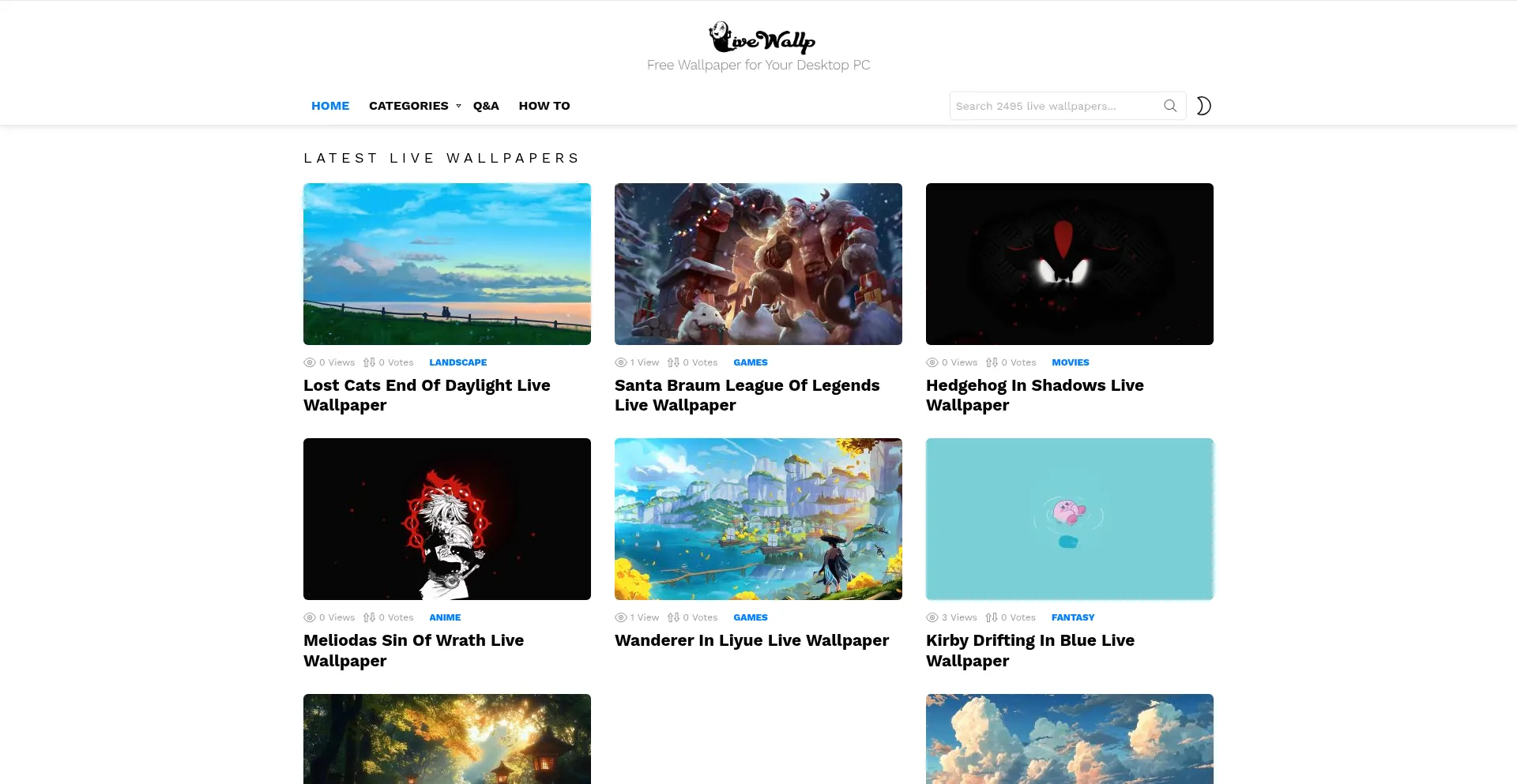 Website screenshot of Livewallp.com
