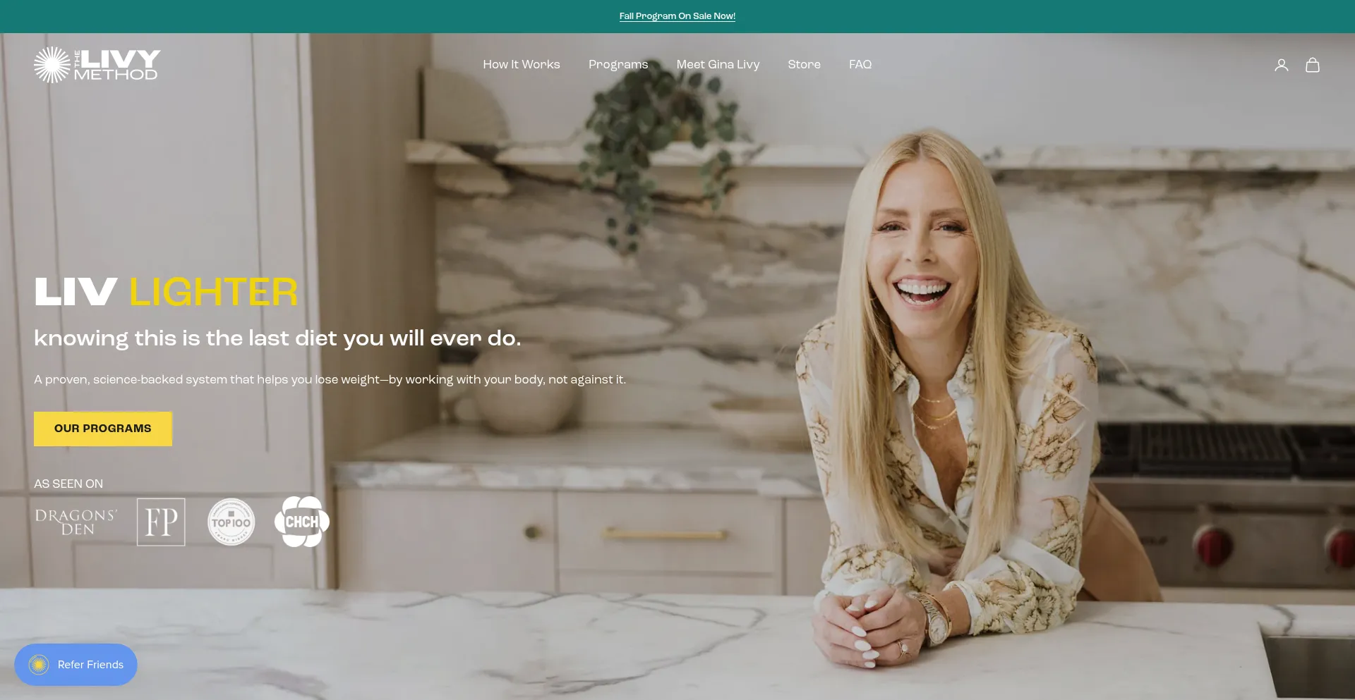 Website screenshot of Livymethod.com