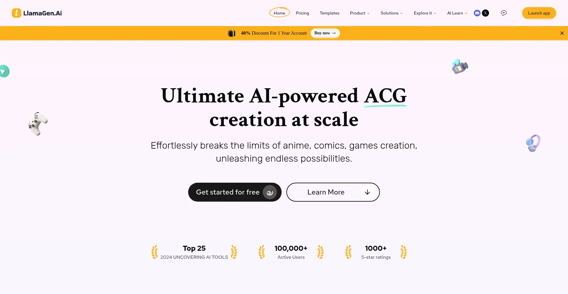Website screenshot of Llamagen.ai