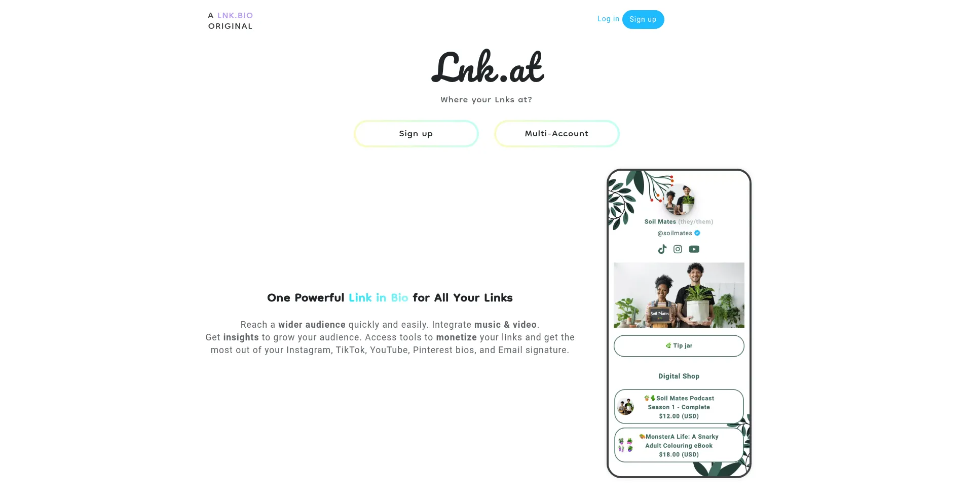 Website screenshot of Lnk.at