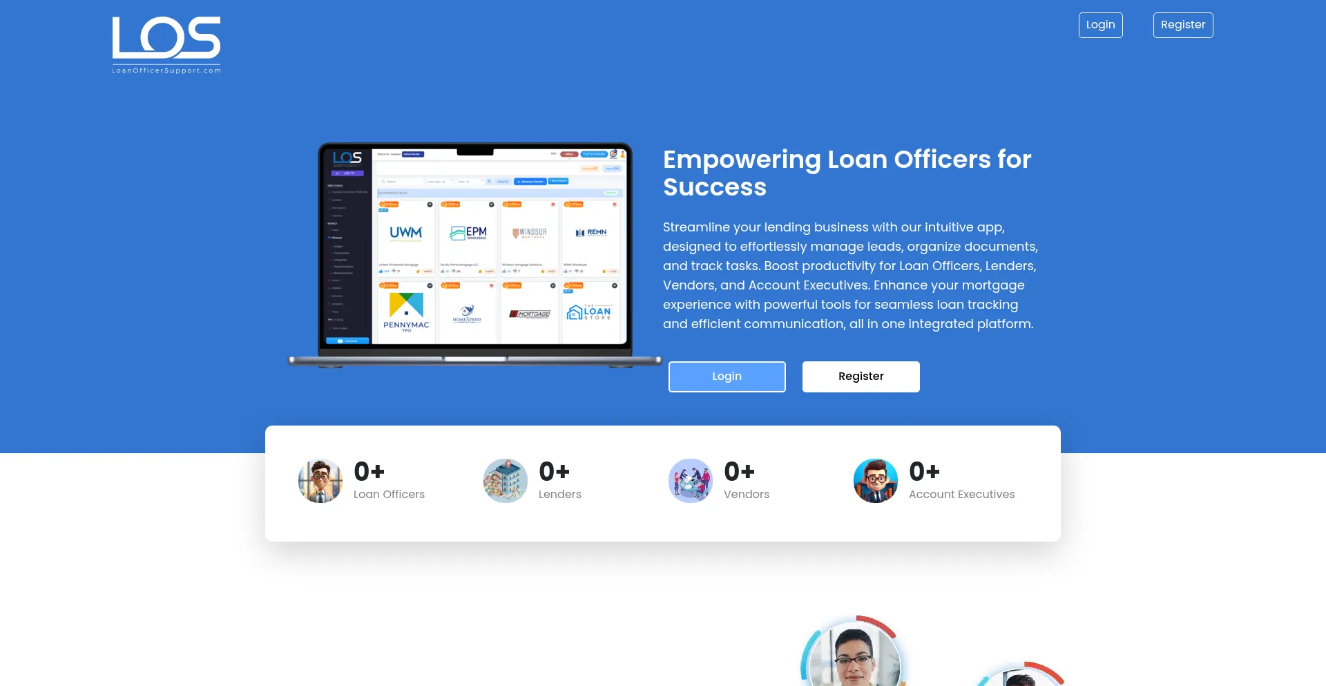 Website screenshot of Loanofficersupport.com