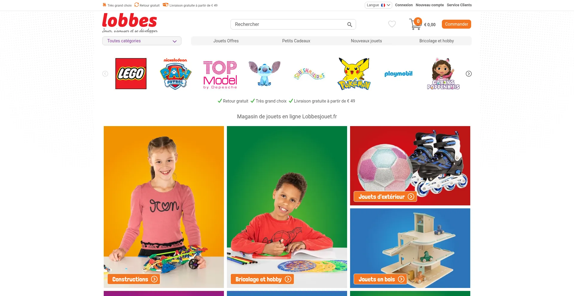 Website screenshot of Lobbesjouet.fr