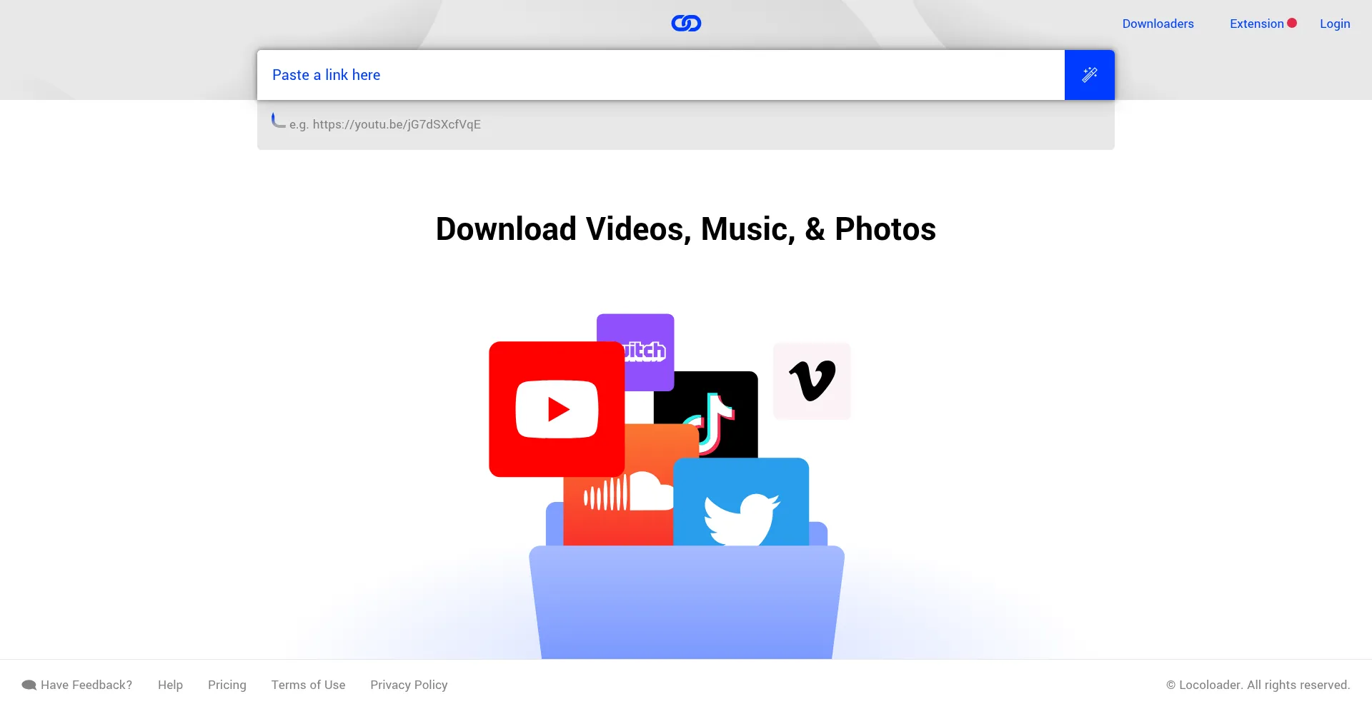 Website screenshot of Locoloader.com