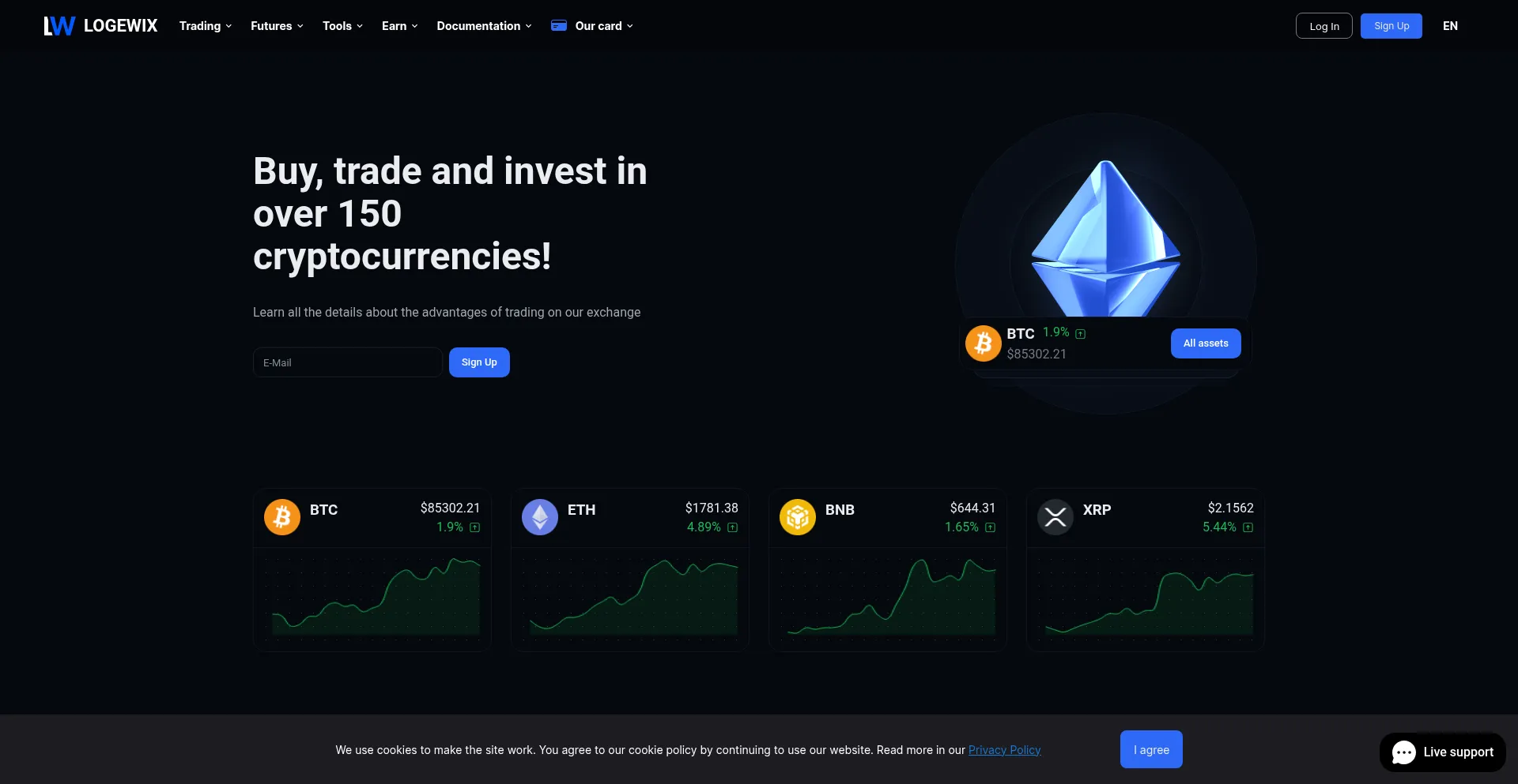 Website screenshot of Logewix.com