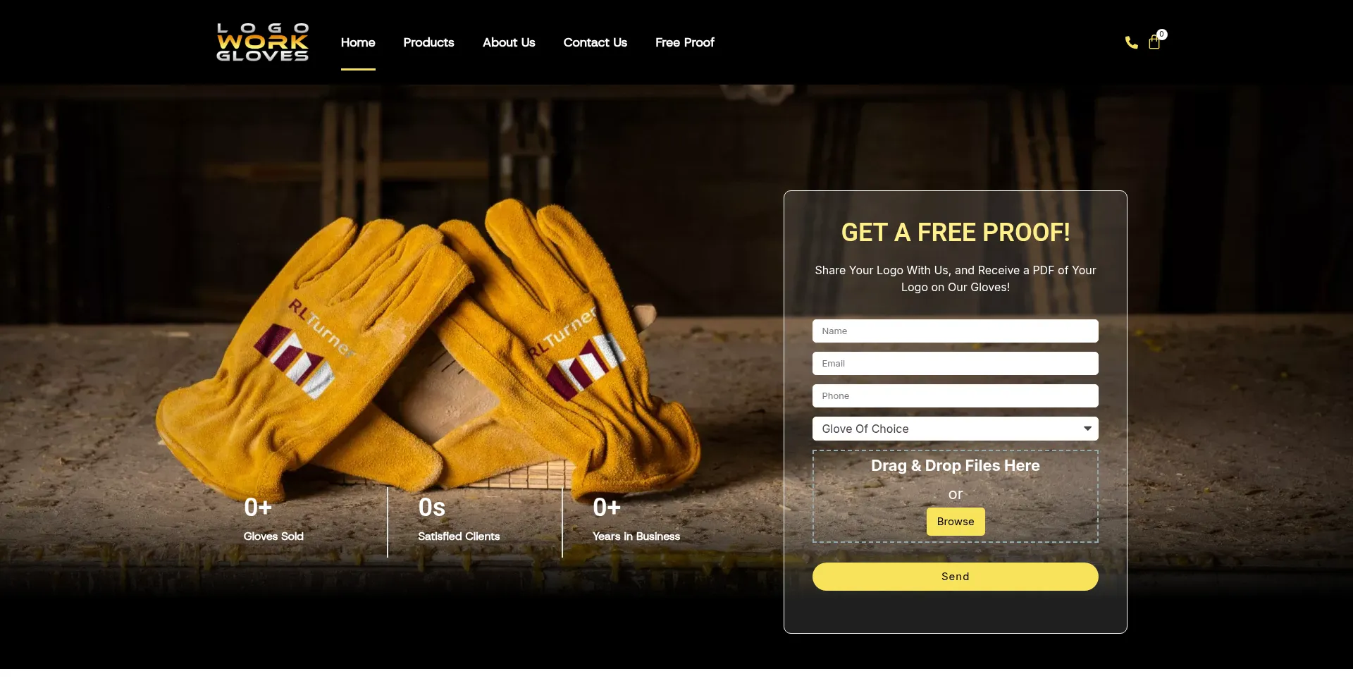 Website screenshot of Logoworkgloves.com