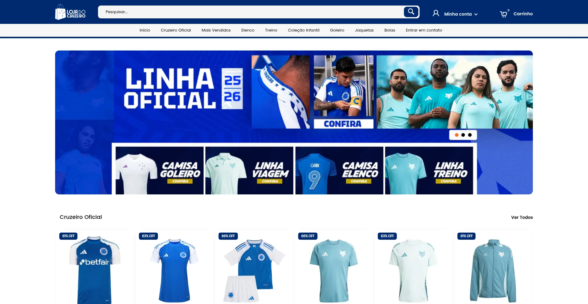Website screenshot of Lojacruzeirooficial.store