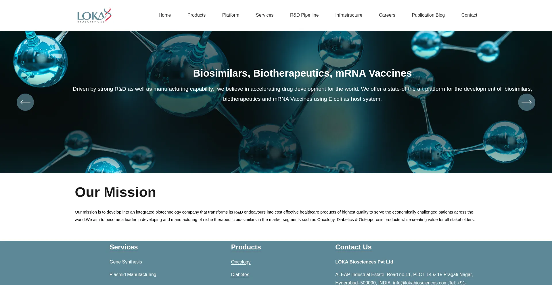Website screenshot of Lokabiosciences.com
