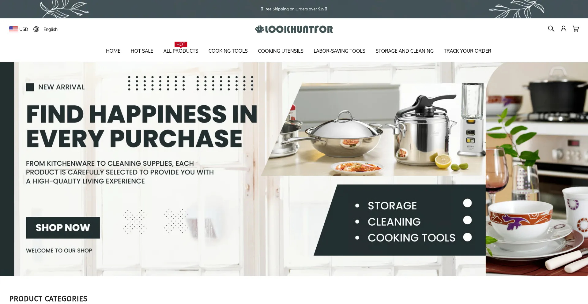 Website screenshot of Lookhuntfor.com