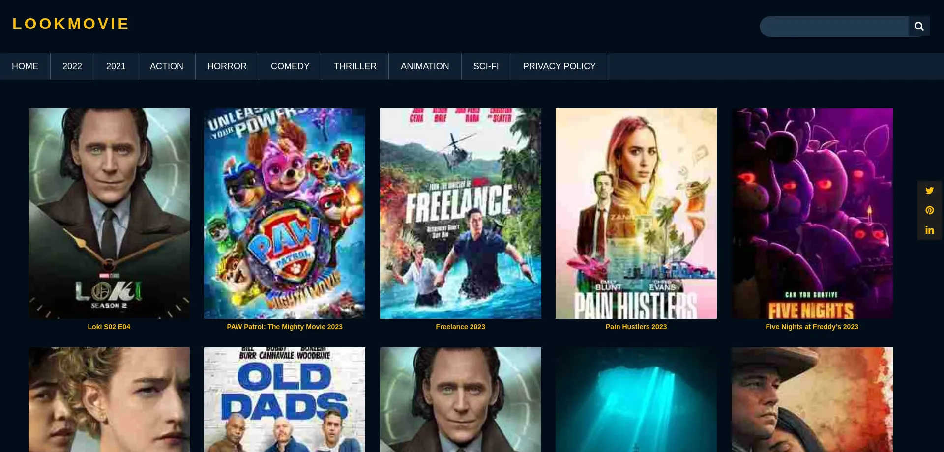 Website screenshot of Lookmovie.onl