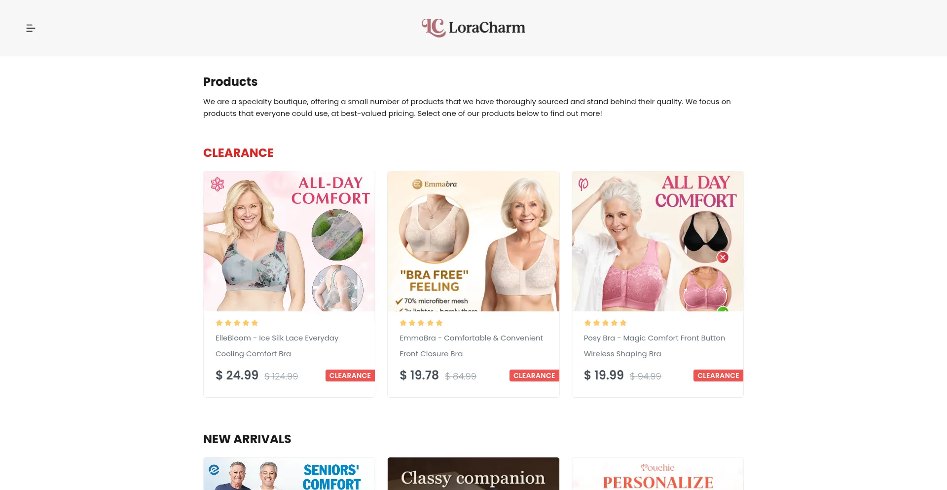 Website screenshot of Loracharm.com