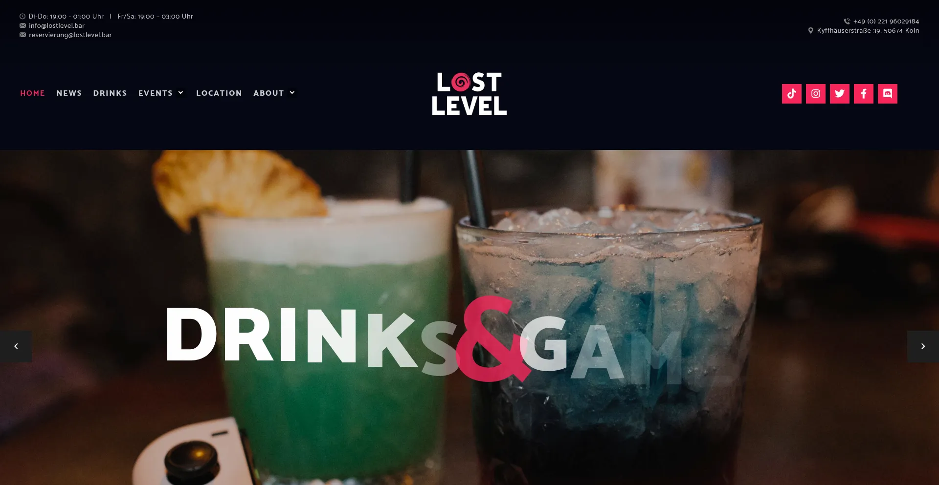 Website screenshot of Lostlevel.bar