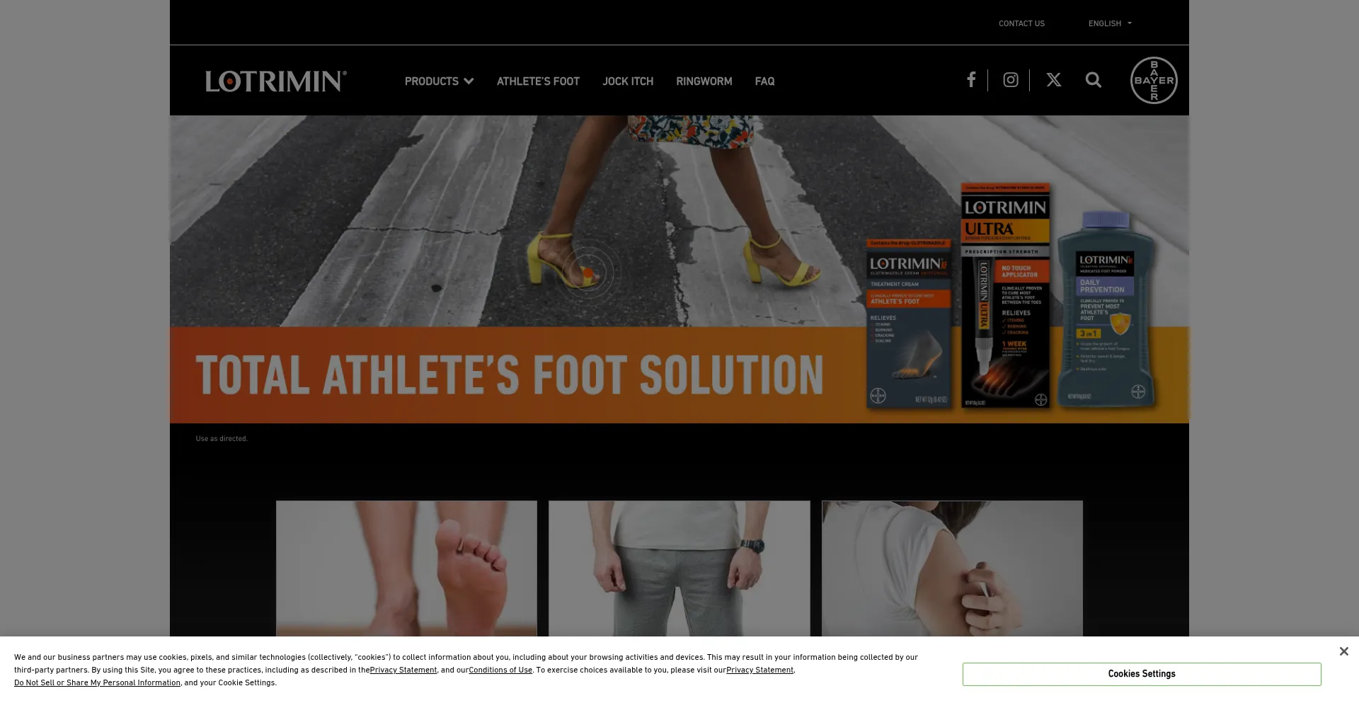 Website screenshot of Lotrimin.com