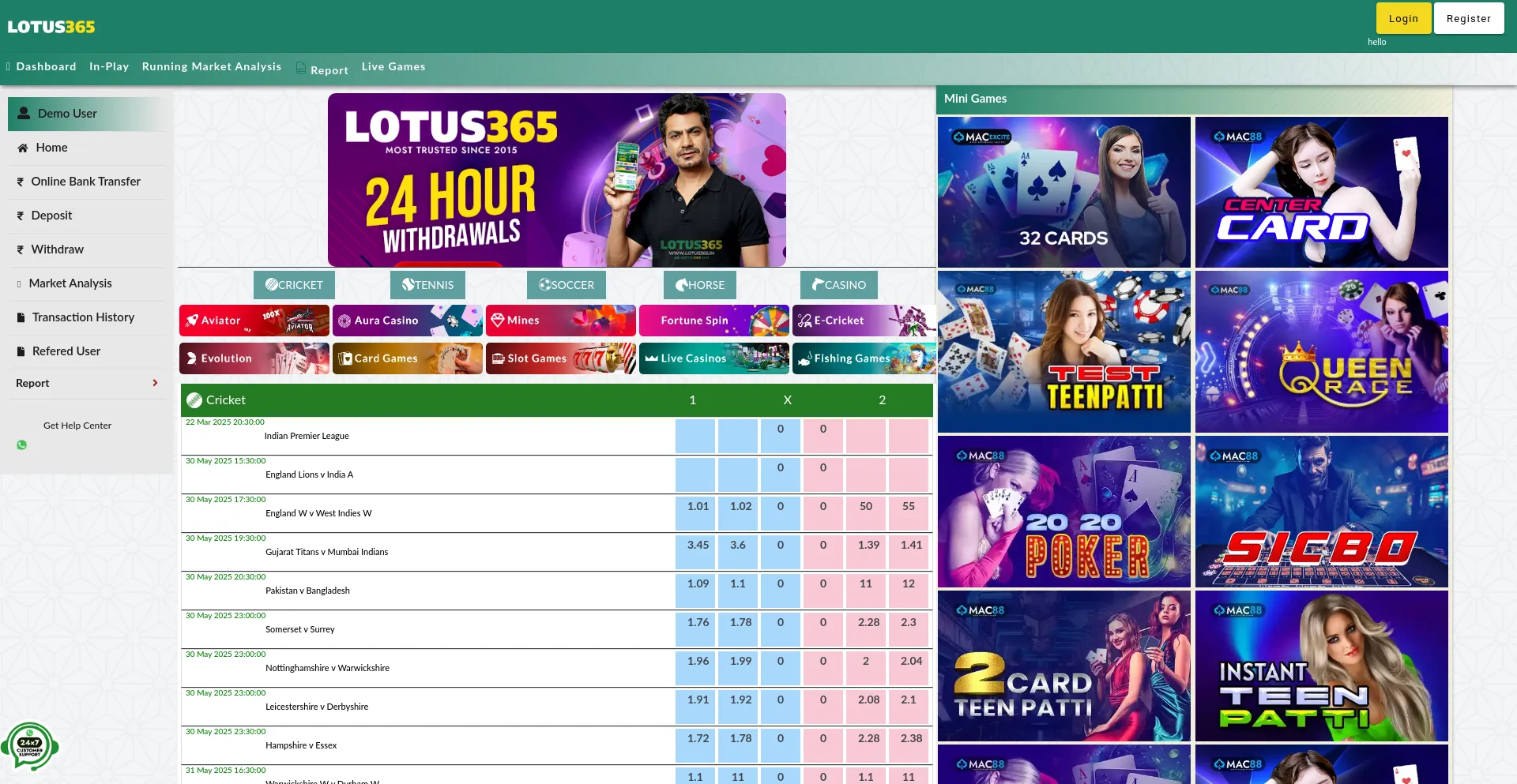 Website screenshot of Lotus365.trading