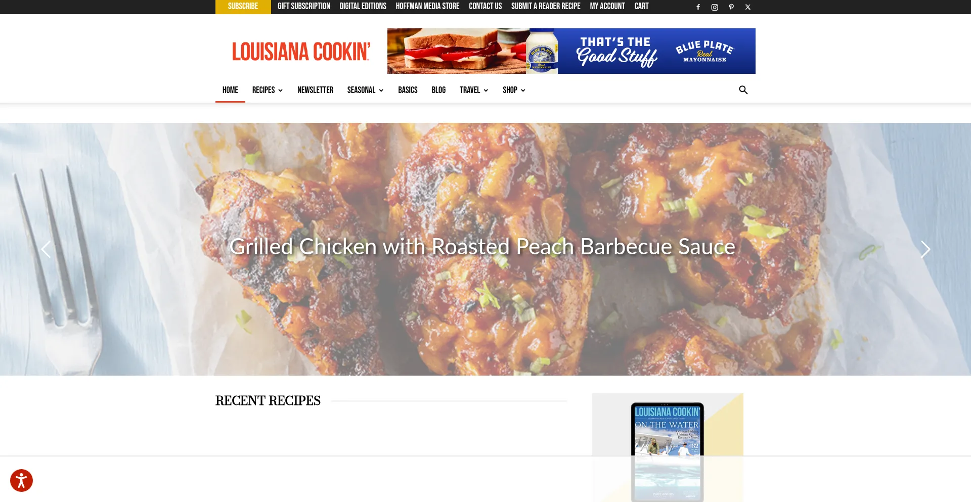 Website screenshot of Louisianacookin.com