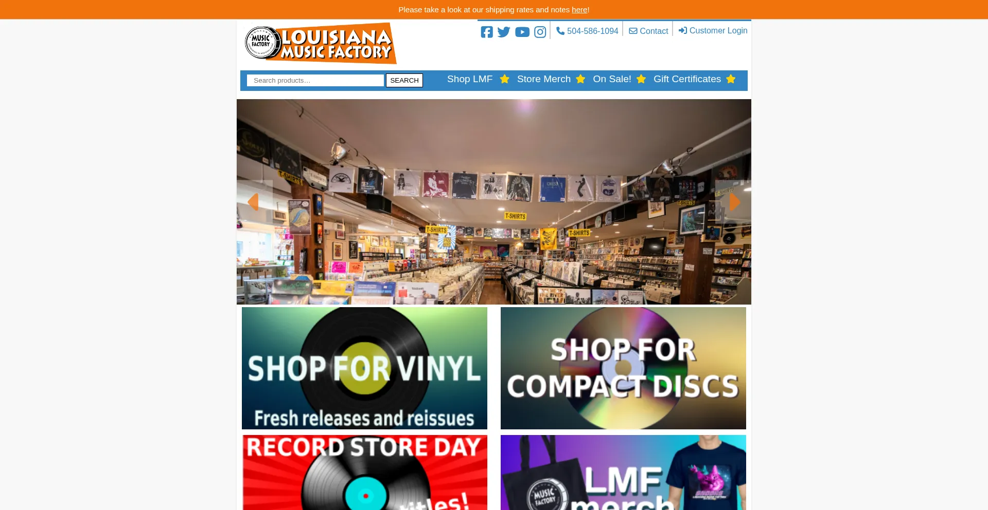 Website screenshot of Louisianamusicfactory.com