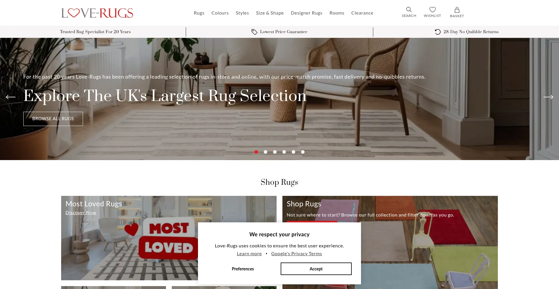 Website screenshot of Love-rugs.com